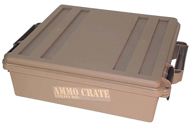 Picture of Mtm Ammo Crate Utility Box, 19"L X 15.75"W X 5.25"H, UP TO 85 Lbs, Side Handles, O-Ring Seal, Dark Earth ACR5-72 026057362557