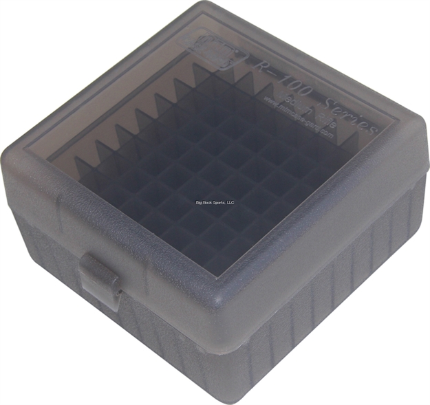 Picture of Mtm Case-Gard Ammo Box 100 Round Flip-Top 22-250 243 308 Win 220 Swift, Clear/Smoke