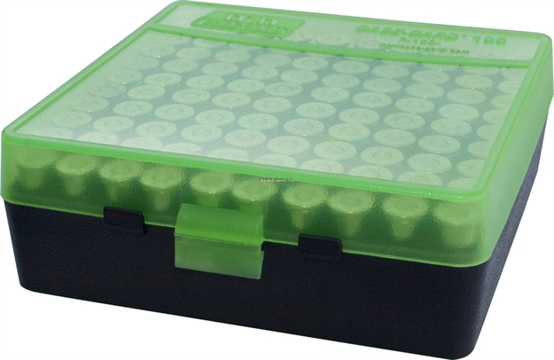 Picture of Mtm Case-Gard Ammo Box 100 Round Flip-Top 41 44 45 Lc, Clear-Green/Black