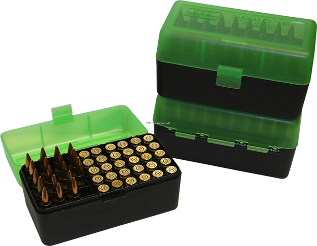 Picture of Mtm Case-Gard Flip-Top 50-Round Rifle Ammo Box, 223Rem, Max Oal 2.46", Green/Black