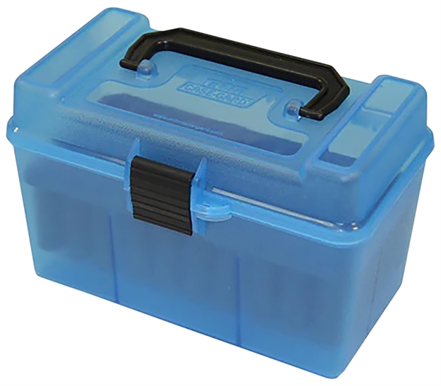 Picture of Mtm Case-Gard H50rmag24 Deluxe Ammo Box  300 Win Mag/7Mm Rem Clear Blue Polypropylene 50Rd H50-R-MAG-24