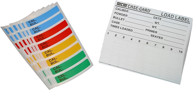 Picture of  Mtm Case-Gard Ll1 Universal Reloading Labels  Multi-Caliber Adhesive Paper 50 Load Labels & 48 Small Color Coded Labels 026057361147