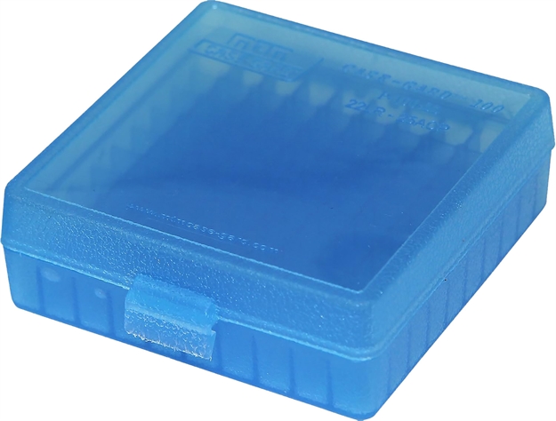 Picture of Mtm Case-Gard Ammo Box 100 Round Flip Top For .22 Lr, Clear Blue P1002224