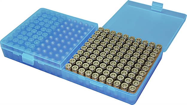 Picture of Mtm Case-Gard P200924 Ammo Box Flip-Top 9Mmluger/380Acp Handgun Clear Blue Polypropylene 200Rds P200-9-24 026057128245
