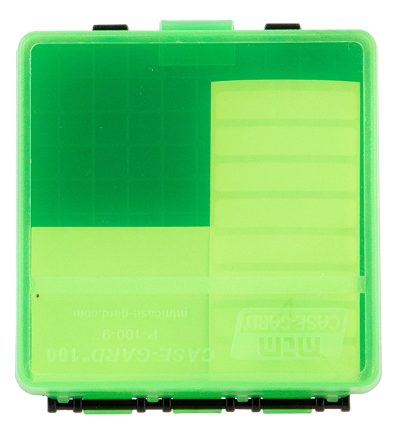 Picture of Mtm Case-Gard P100916t Case-Gard P-100 Multi-Caliber Handgun Clear Green Polypropylene 100Rd P-100-9-16T