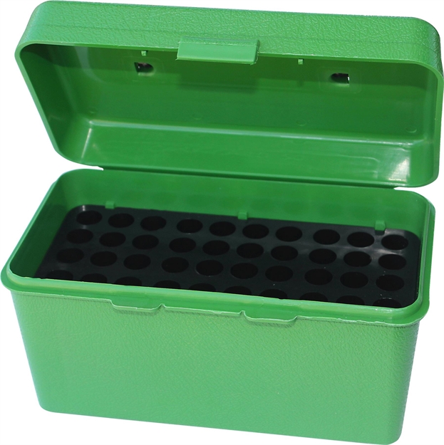 Picture of Mtm Case-Gard H50rm10 Deluxe Ammo Box  Multi Caliber Rifle Green Polypropylene 50Rd H50-RM-10 026057203102