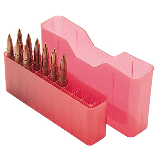 Picture of Mtm Case-Gard J20l29 Slip-Top Ammo Box  Multi-Caliber Clear Red Polypropylene 20Rd J-20-L-29 026057207292