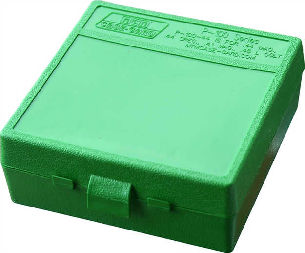 Picture of Mtm Case-Gard P1004410 Ammo Box Flip-Top Multi Caliber Green Polypropylene 100Rd P-100-44-10 026057114101