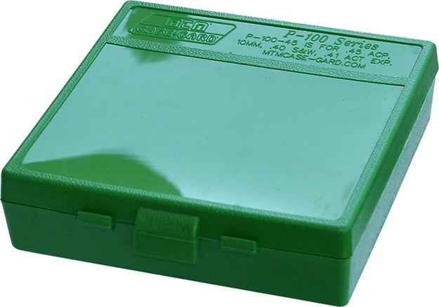 Picture of Mtm Case-Gard P1004510 Ammo Box Flip-Top Multi Caliber Green Polypropylene 100Rd P-100-45-10 026057115108