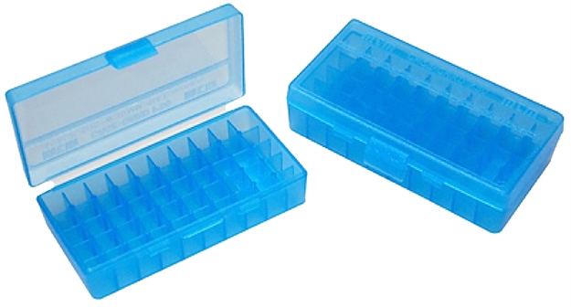 Picture of Mtm Case-Gard P504424 Ammo Box Flip-Top Multi Caliber Handgun Clear Blue Polypropylene 50Rd P50-44-24 026057108247