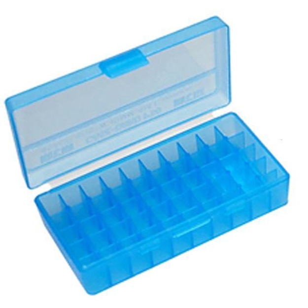 Picture of Mtm Case-Gard P504424 Ammo Box Flip-Top Multi Caliber Handgun Clear Blue Polypropylene 50Rd P50-44-24 026057108247