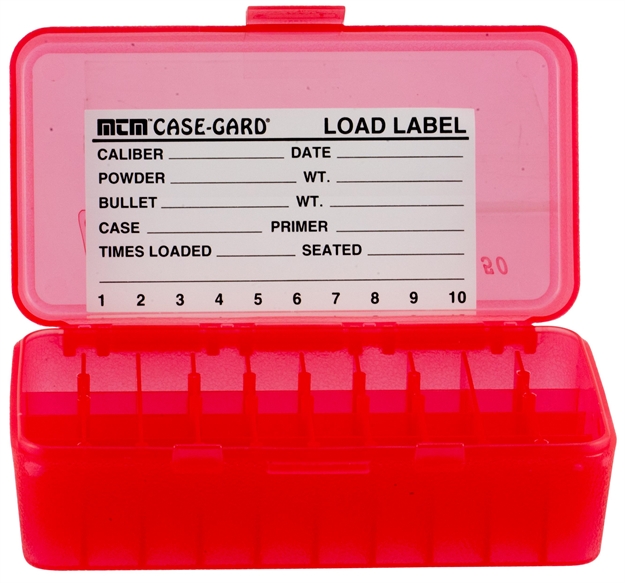 Picture of Mtm Case-Gard P504429 Ammo Box Flip-Top Multi Caliber Clear Red Polypropylene 50Rd P50-44-29 026057108292
