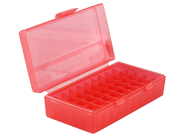 Picture of Mtm Case-Gard P509m29 Ammo Box Flip-Top Multi Caliber Clear Red Polypropylene 50Rd P50-9M-29 026057110295