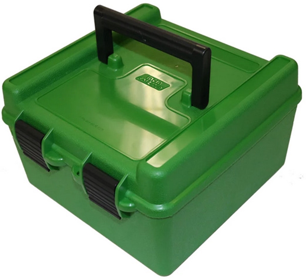 Picture of Mtm Case-Gard R10010 Deluxe Ammo Box Round Handle Rifle Green Polypropylene 100Rd R-100-10 026057219103