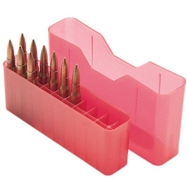 Picture of Mtm Case-Gard J20l29 Slip-Top Ammo Box  Multi-Caliber Clear Red Polypropylene 20Rd J-20-L-29