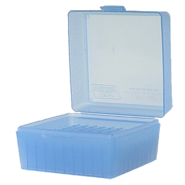 Picture of Mtm Case-Gard Rm10024 Ammo Box Flip-Top Multi-Caliber Rifle Clear Blue Polypropylene 100Rd RM-100-24 026057231242