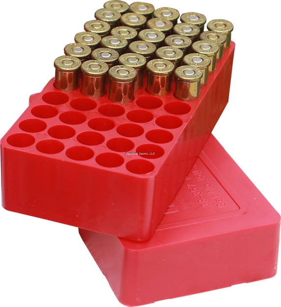 Picture of Mtm Slip-Top Ammo Box 50 Round Round Hole 38 - 357, Red J-50-38-30 026057104300