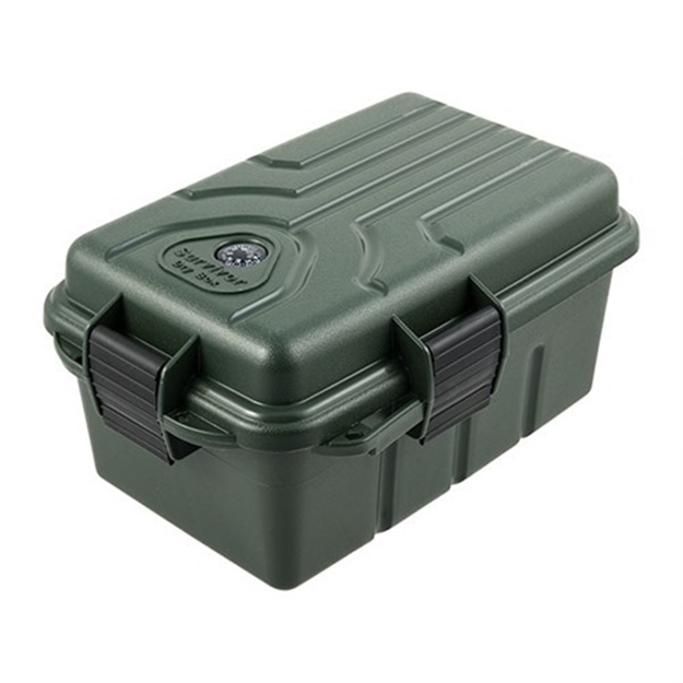 Picture of Mtm Survivor Dry Box, O-Ring Seal, Compass, Signal Mirror, Triple Latch, 9.8" X 6.8" X 4.8", Forest Green S1074-11 026057374116