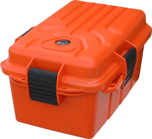 Picture of Mtm Survivor Dry Box, O-Ring Seal, Compass, Signal Mirror, Triple Latch, 9.8" X 6.8" X 4.8", Orange S1074-35