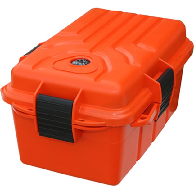 Picture of Mtm Survivor Dry Box, O-Ring Seal, Compass, Signal Mirror, Triple Latch, 9.8" X 6.8" X 4.8", Orange S1074-35