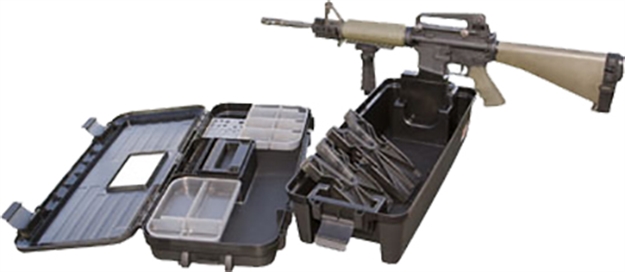 Picture of Mtm Tactical Range Box For Ar-15'S, Mag Well Fork, Padded Gun Forks, Lift Out Tray, 24.6"L X 11.3"W X 8.3"H, Black TRB-40 026057360560
