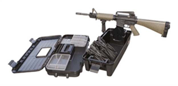 Picture of Mtm Tactical Range Box For Ar-15'S, Mag Well Fork, Padded Gun Forks, Lift Out Tray, 24.6"L X 11.3"W X 8.3"H, Black TRB-40