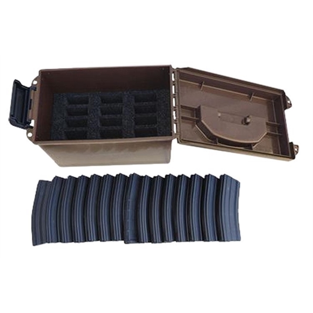 Picture of Mtm Tactical Magazine Can, Holds 15 30-Round Magazines, O-Ring Seal, 9.3"L X 15.3"W X 9"H, Dark Earth TMC15