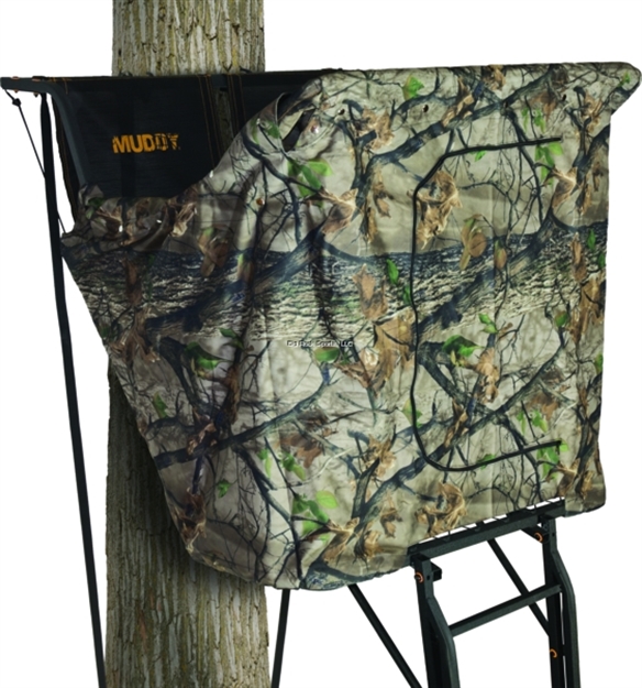 Picture of Muddy Woodsman Big Buddy & Sky-Rise Ladderstand Blind Kit, 25" X 25" Zippered Entrance, 3/4 Surround, Epic Camo