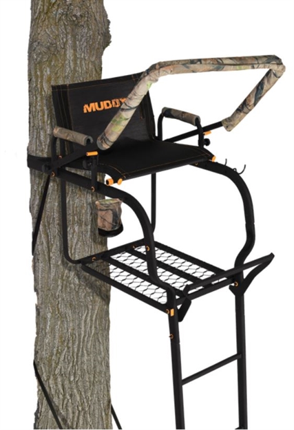 Picture of Muddy Woodsman Odyssey 20' Single Landderstand, Flip-Back Adjustable Rail And Footrest, 22"W Flex-Tek Seat, Safety Harness