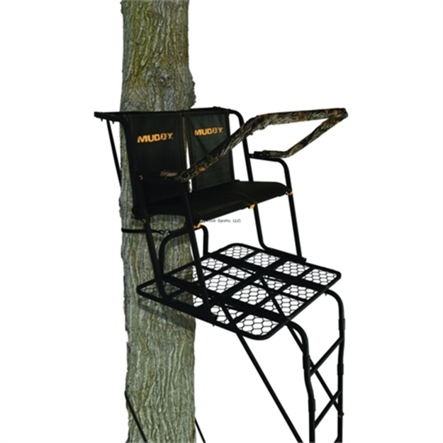 Picture of Muddy Woodsman Partner 17' 2-Man Ladderstand, Flip-Back Rail, 37"W Flex-Tek Seat, 2 Safety Harnesses