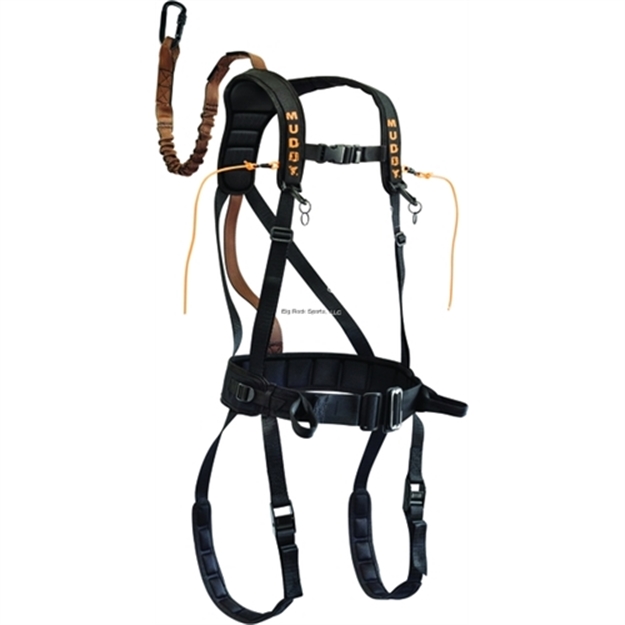 Picture of Muddy Woodsman Safeguard Treestand Safety Harness, Flexible Tether, Padding, Extra Cushion, Black,  Youth MSH400-Y