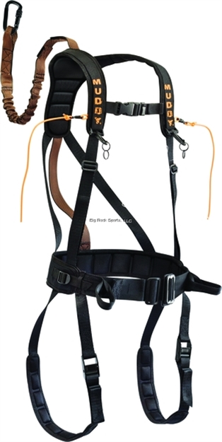 Picture of Muddy Woodsman Safeguard Treestand Safety Harness, Flexible Tether, Padding, Extra Cushion, Black,  Youth