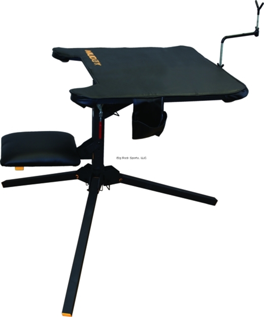 Picture of Muddy Woodsman Swivel-Action Shooting Bench, 2" Thick X  12"W X 14"D Padded Seat, 29" X 29" Top, 2 Shell/Gear Pockets, Coated Gun Rest