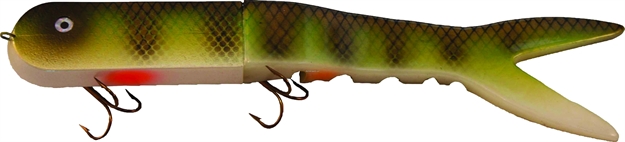 Picture of Musky Innovations Dyin'dawg, 13", 6 Oz, (2) 6/0 Hooks, UV Natural Perch, Suspending