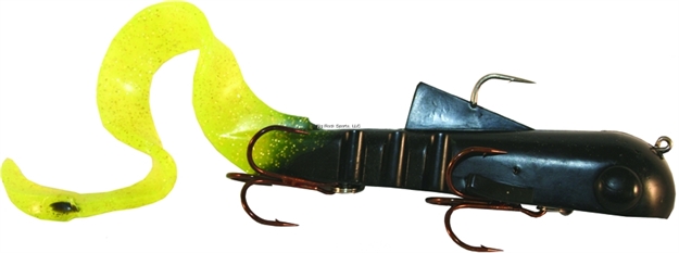Picture of Musky Innovations Regular Bull Dawg, 9", 3 Oz, (2) 3/0 Hooks, Standard Black Chartreuse