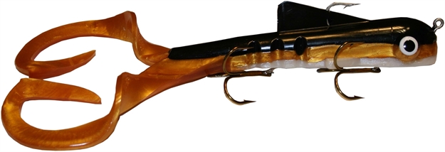 Picture of Musky Innovations Regular Double Dawg, 10", 7 Oz, Gold Tail Sucker