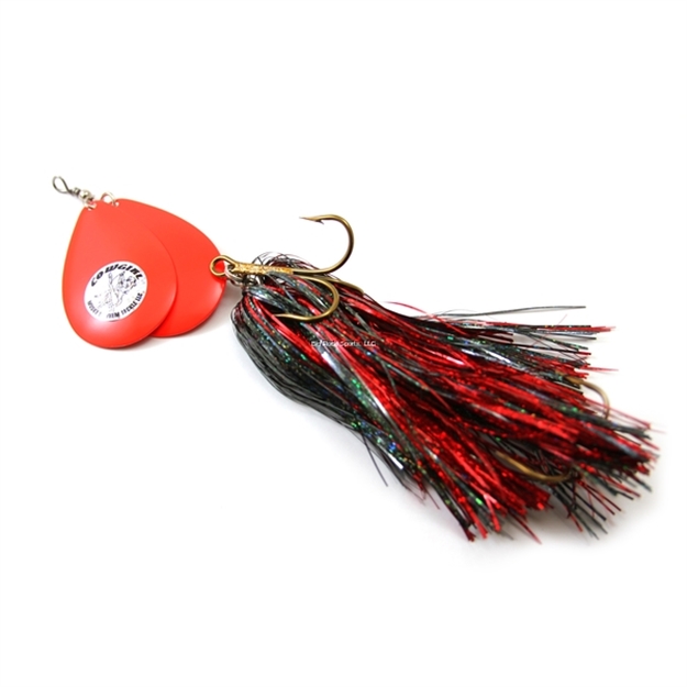 Picture of Musky Mayhem Double Cowgirl Musky Spinner, 2.8Oz, 10", 7/0 Hooks, Black Red/Red