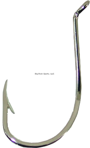 Picture of Mustad Classic Beak Hook, Size 3/0, Barbed, Forged, 1X Strong, Offset, Octopus, UP Eye, Nickel, 100 Per Pack