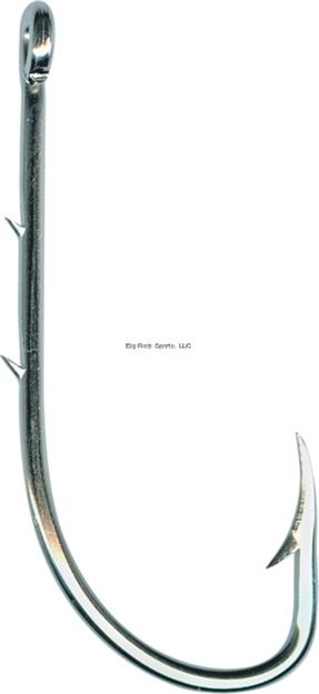 Picture of Mustad Classic Beak Hook, Size 3/0, Forged, 2 Slices IN 1X Long Shank, Offset, Ringed Eye, Nickel, 100 Per Pack