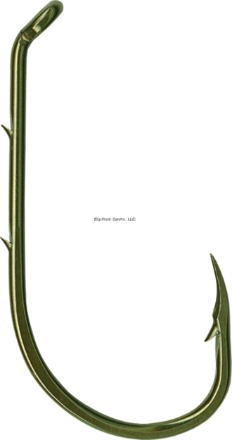 Picture of Mustad Classic Beak Hook, Size 3/0, Forged, 2 Slices IN Special Long Shank, Offset, Down Eye, Bronze, 100 Per Pack