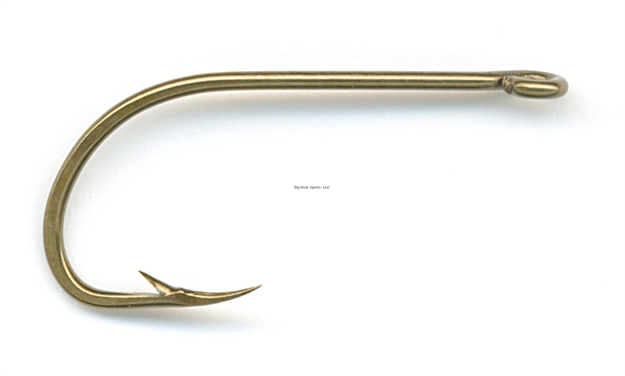 Picture of Mustad Classic Beak Hook, Size 4, Forged, Special Long Shank, Offset, Ringed Eye, Bronze, 10 Per Pack
