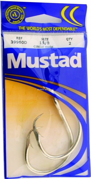 Picture of Mustad Classic Circle Hook, Size 15/0, Curved IN Point, 2X Strong, Ringed Eye, Duratin, 2 Per Pack