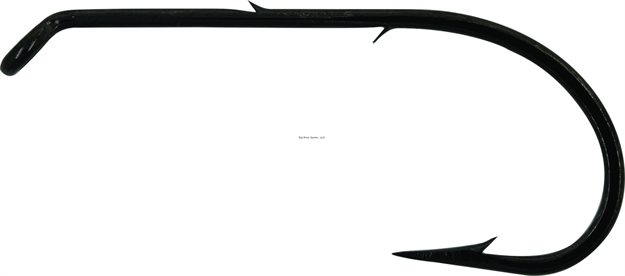 Picture of Mustad Classic O'shaughnessy Hook, Size 4/0, Forged, 2 Sliced Shank, Down Eye, Black Nickel, 8 Per Pack