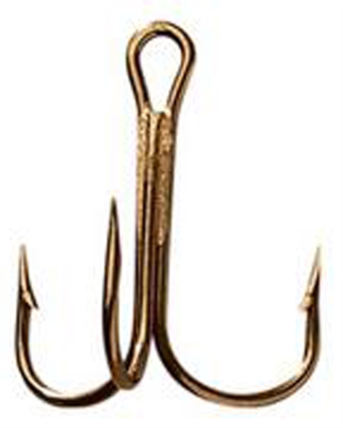 Picture of Mustad Classic Treble Hook, Size 2/0, Standard Shank, Ringed Eye, Bronze, 25 Per Pack 3551-BR-2/0-25