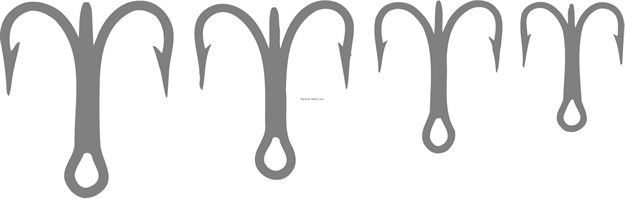 Picture of Mustad Classic Treble Hook, Size 4, 1X Short Shank, Round Bend, 2X Strong, Ringed Eye, Duratin, 25 Per Pack