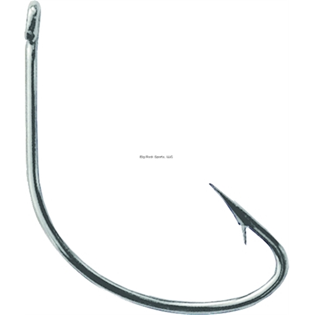 Picture of Mustad Classic Wide Gap Hook, Size 1, Hollow/Reversed Point, Offset, Ringed Eye, Nickel, 100 Per Pack