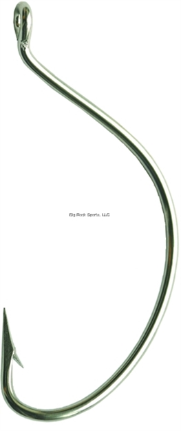 Picture of Mustad Classic Wide Gap Hook, Size 2/0, Hollow/Slightly Reversed Point, Offset, UP Eye, Nickel, 100 Per Pack