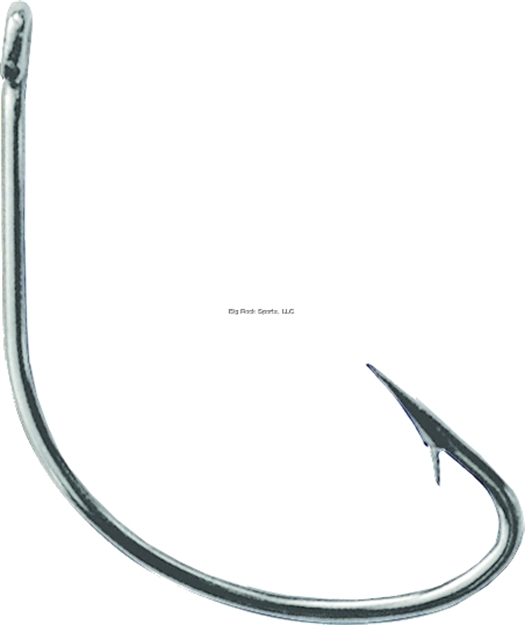 Picture of Mustad Classic Wide Gap Hook, Size 3/0, Hollow/Reversed Point, Offset, Ringed Eye, Nickel, 100 Per Pack