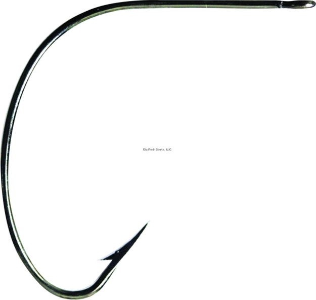 Picture of Mustad Classic Wide Gap Hook, Size 6/0, Hollow/Reversed Point, Offset, Ringed Eye, Black Nickel, 8 Per Pack