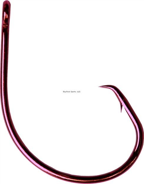 Picture of Mustad Ultrapoint Demon Tuna Perfect Circle Hook, Size 5/0, Needle Point, Wide Gap, Light Wire, Ringed Eye, Red, 10 Per Pack 39951NP-RB-5/0-10 023534362468